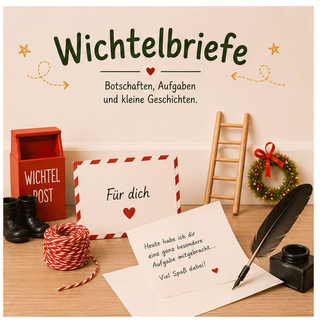 Wichtelbriefe für die Wichteltür mit Botschaften, kleinen Aufgaben und Geschichten für eine magische Wichtelzeit im Advent.